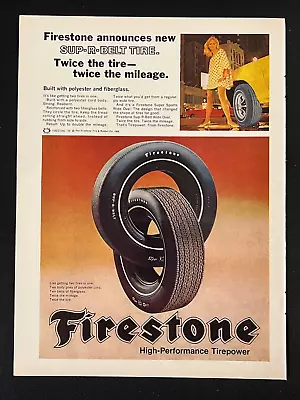 1969 Firestone Sup-R-Belt Tire Wide Oval Vintage Magazine Ad • $4.99