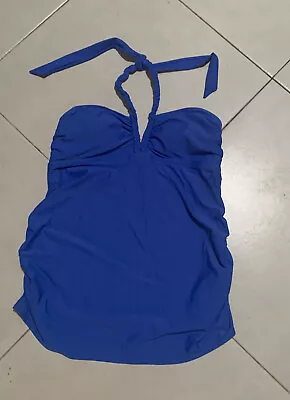Women SIze L LIZ LANGE MATERNITY Royal Blue Halter Tankini Top With Ruched Sides • $6.95