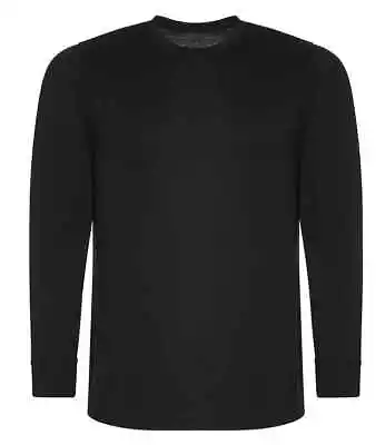 Pro RTX Shirt Mens Long Sleeve Round Neck Plain Cotton Blend Casual Work • £7.95