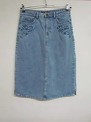 Marks & Spencer M&S Womens Denim Midi Skirt Size 10     AD151y • £7.99