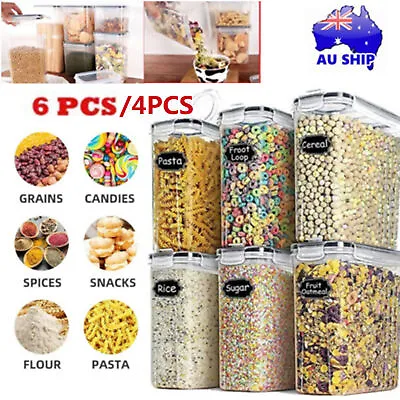 4pcs Plastic Dried Airtight Food Storage Containers Box Jars Cereal Rice W/ Lids • $26.59