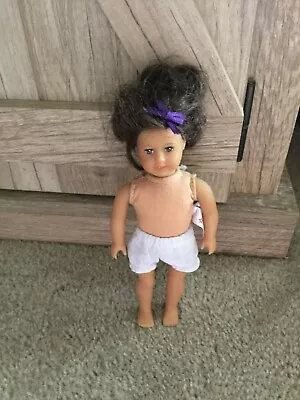 2014 American Girl Mini Doll 6.5  Brown Hair Purple Headband Cloth Body Panties • $3.99