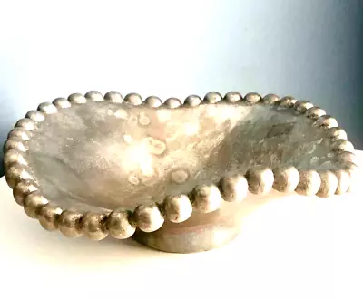 VTG MARIPOSA Cast METAL 7  WAVE BOWL Beaded Rim Silver Tone 100% Recycled Mexico • $18