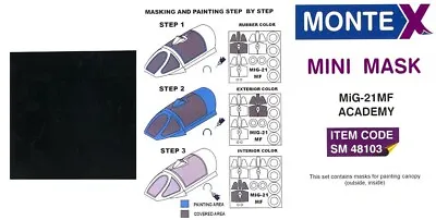 Montex 1/48 MIKOYAN MiG-21 MF CANOPY & WHEELS PAINT MASK Academy • $5.99