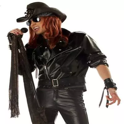 Adult 80's Rock Star Black Leather Look Costume Jacket • $36.99