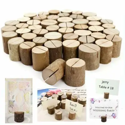100Pcs Wooden Table Card Holder Number Place Menu Name Stand Wedding Party Decor • £7.98