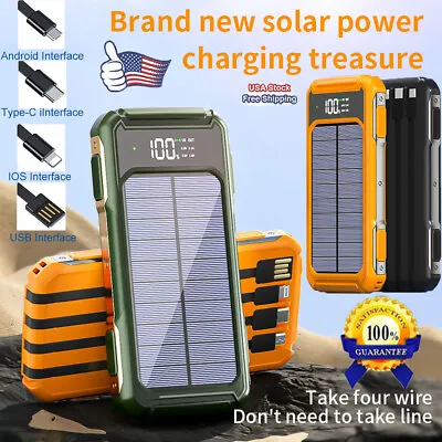 $14.99 • Buy Solar Power Bank 900000mAh 4 USB Backup External Battery Charger For Cell Phone