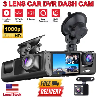 Dash Cam HD 1080p Car Dual Lens Front/Rear/Inside Video Recorder Camera G-sensor • $25.12