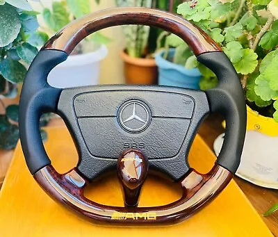 AMG Mercedes Steering Wheel Wood New Leather & Shift Knob W210 W202 W140 R129 • $1100