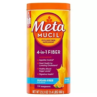 Metamucil 4-in-1 Psyllium Fiber Sugar-Free Powder Orange 23.3 Ounce • $23.90