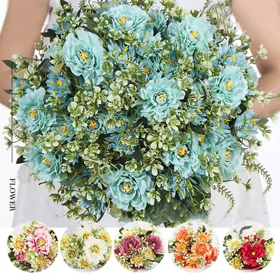 7 Head Vintage Artificial Peony Silk Flowers Bouquet Party Home Decor Wedding + • $3.75