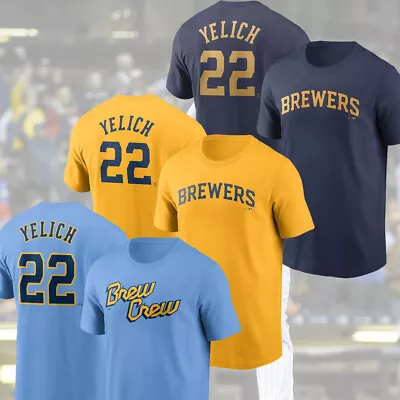 HOT - Christian Yelich #22 Milwaukee Brewers 2024 Player T-Shirt Gift For Fans • $4.99