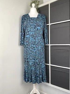 Eastex Jersey Midi Dress Size 20 Floral Stretchy Lined 3/4 Sleeve Pull On • £21.99