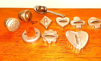 Vintage Mirro Aluminum Cookie Cutters Loose Tea Steeper Small Teabag Spoon • $5