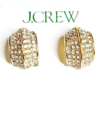 J.Crew Angular Stud Earrings In Crystal Gold Plated Brass Omega Back Closure NWT • $26