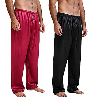 Mens Silk Satin Pajamas Pyjamas Sleepwear Trouser Pants Sleep Bottoms Nightwear • $8.45