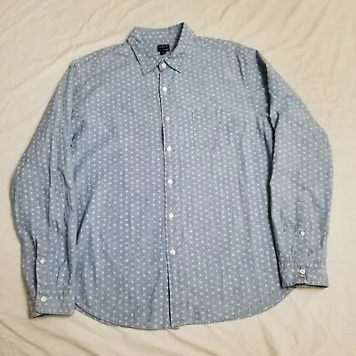 J Crew Shirt Chambray Floral Flower Blue Button Up Long Sleeve Men's Size XL • $29.99