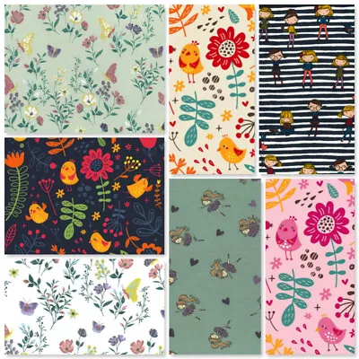 Cotton Jersey Fabric Stretch Pj's Tshirts Leggings Dress Harems Butterfly Chicks • £8
