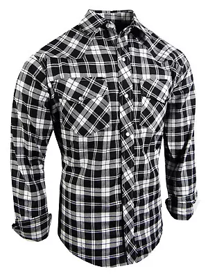 Plaid Shirt Mens Western Country Flap Pockets Triple Snap Cuffs TRUE FIT Casual • $21.95