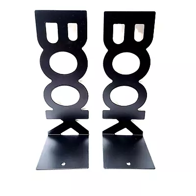 2-Piece Set Of B-O-O-K  L-Shaped Metal 6.75  Height Bookends Organize Shelves • $19.93