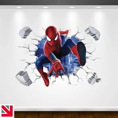 SPIDERMAN SUPERHERO Wall Sticker Vinyl Decal Mural Poster AVENGERS Kids Children • £4.99