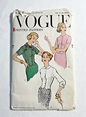 Sewing Vogue Pattern #9318 Shirts Size 12 32 Bust Blouse Vintage Paper Pattern • $1.06