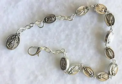 Guadalupe Divine Mercy Silver Metal Bead Rosary Bracelet 5.5  • $29.99