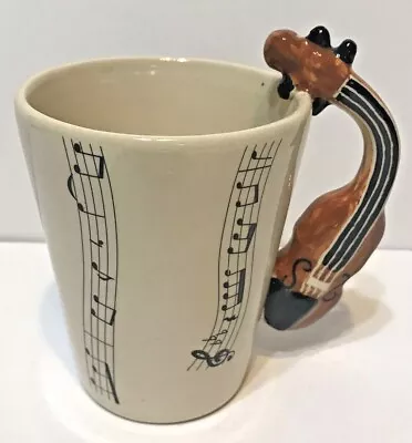 Violin Fiddle Handle Shape Mug Cup Coffee Tea Music Instrument Notes Ceramic Cup • $10.18