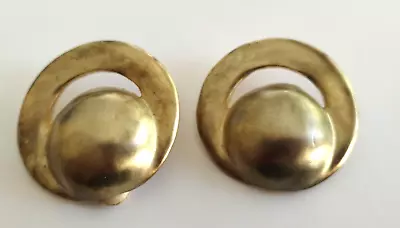 Vintage Les Bernard Signed Domed Gold Tone Clip On Earrings • $20