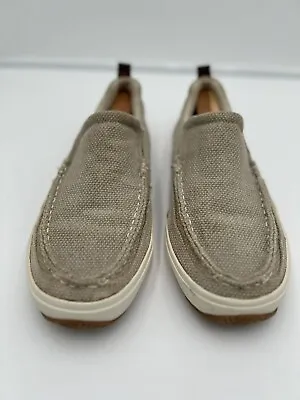 Margaritaville Dock Canvas Boat Shoes Tan Men's 11 Slip On Loafer MG1446F • $25