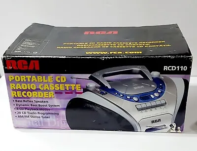 $120 • Buy NEW In Box RCA Model RCD110 Stereo Boombox CD AM/FM Radio Cassette Recorder NOS