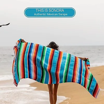  Authentic Large Mexican Blanket Sarape Serape 84 X 60 Inches Summer Beach • $29.99