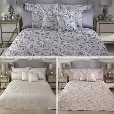 Paisley Print Duvet Covers Duchess Jacquard Easy Care Quilt Cover Bedding Sets • £37