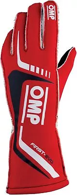 OMP Racing First Evo Gloves Red - Size XL (Fia 8856-2018) • $146.25