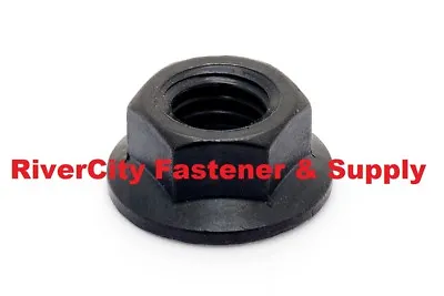 (10) 1/4-28 Hex Flange Nut Grade 8 Plain Black Finish 1/4x28 Nuts 1/4 X 28 • $9.88