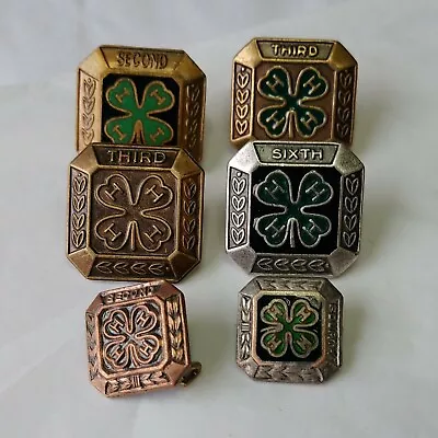 4H Club Lapel Pins Lot Of 6 Achievement Second Third Fourth Sixth • $18.90