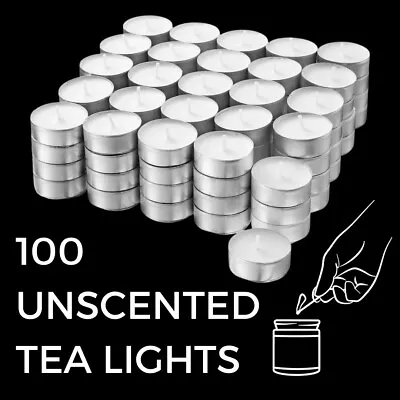 100 Unscented Tea Light Candles Bulk Pack Wedding Party Home Tealights Night • £14.99