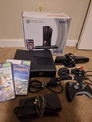 Authentic And Tested 250Gb Xbox 360 Console W/Kinect 2 Sealed Games Good Shape • $41