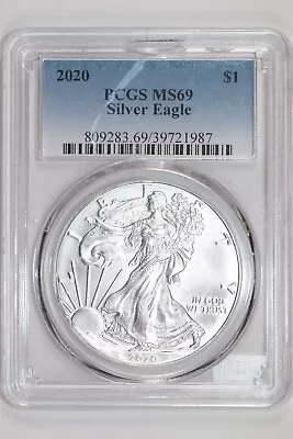 2020 1 Ounce Silver American Eagle Pcgs Ms69 • $30