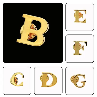 £2.63 • Buy Metal Unisex Name Initial Letters Suit Brooches Fashion Gold Pin Jewelry Gifts