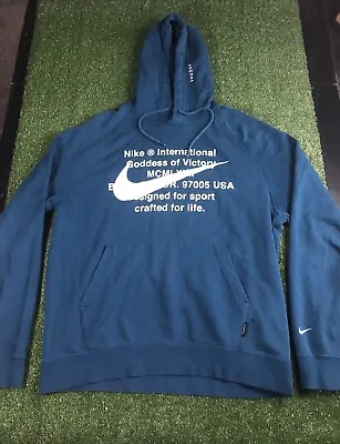 Nike Sportswear Swoosh Pullover Hoodie Goddess Of Victory Blue Sweatshirt Mens L • $25