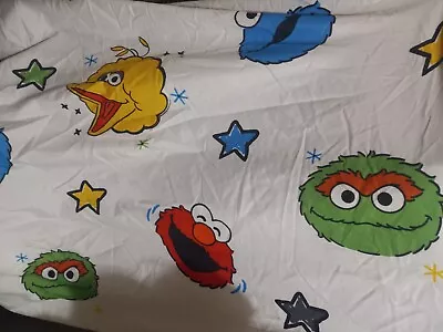 2020 Sesame Street TWIN Fitted Sheet Big Bird Oscar Grover Elmo Faces And Stars • $4.99