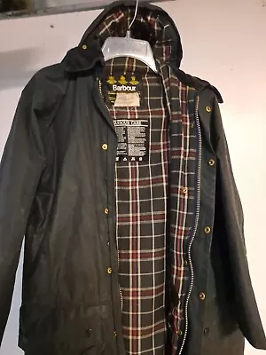 Vintage Mens Barbour Wax Jacket Long Riding Coat W Detachable Hood C38 • $144.99