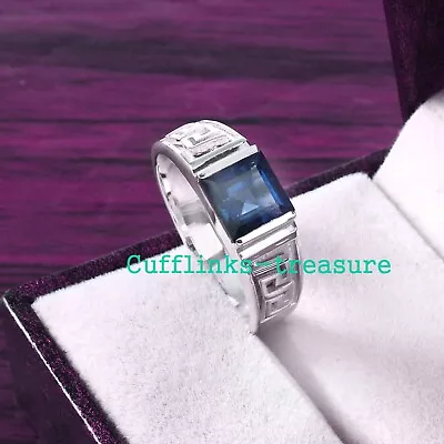 Natural London Blue Topaz Gemstone With 925 Sterling Silver Ring For Men's #A859 • $73.15