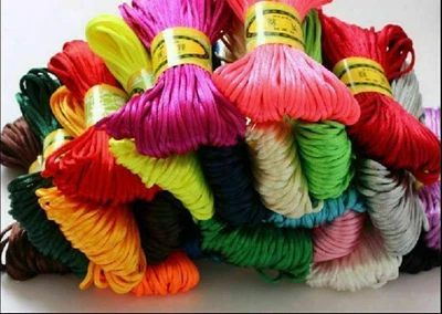 £1.90 • Buy 20 Meter 3mm Braided Macrame Satin Silk Cord Chinese Knot Nylon Rattail Thread