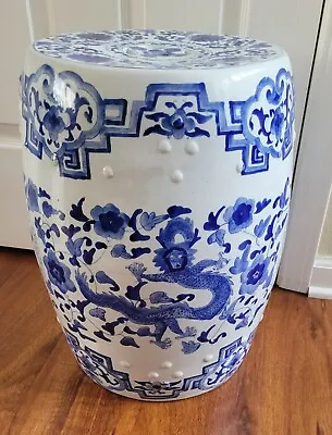 $388.80 • Buy Chinese Blue And White Garden Stool Drum Stand Dragon Phoenix Large 18  Barrel!