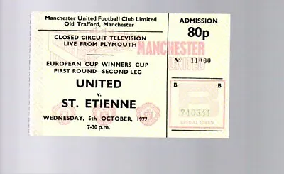 Used Ticket - Manchester United V St Etienne ECWC 5.10.1977 Beam Back  • £12.99