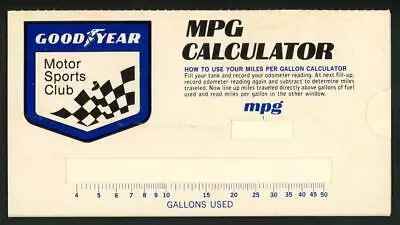 Vintage 1970s Indy Lap Speed Calculator | Good Year Motor Sports Club MPG • $14.99