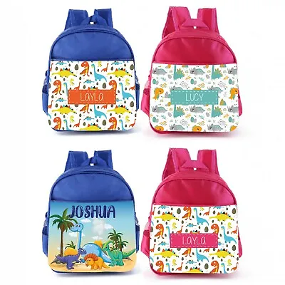 Personalised School Backpack Dinosaur Toddler Rucksack Kids Lunch Food Bag • £13.99