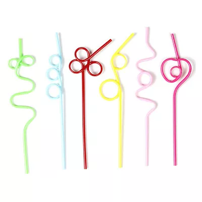 10pcs Colorful Curved Straw PET Shaped Straw Crazy Curly Plastic For Party B ZT • £3.80